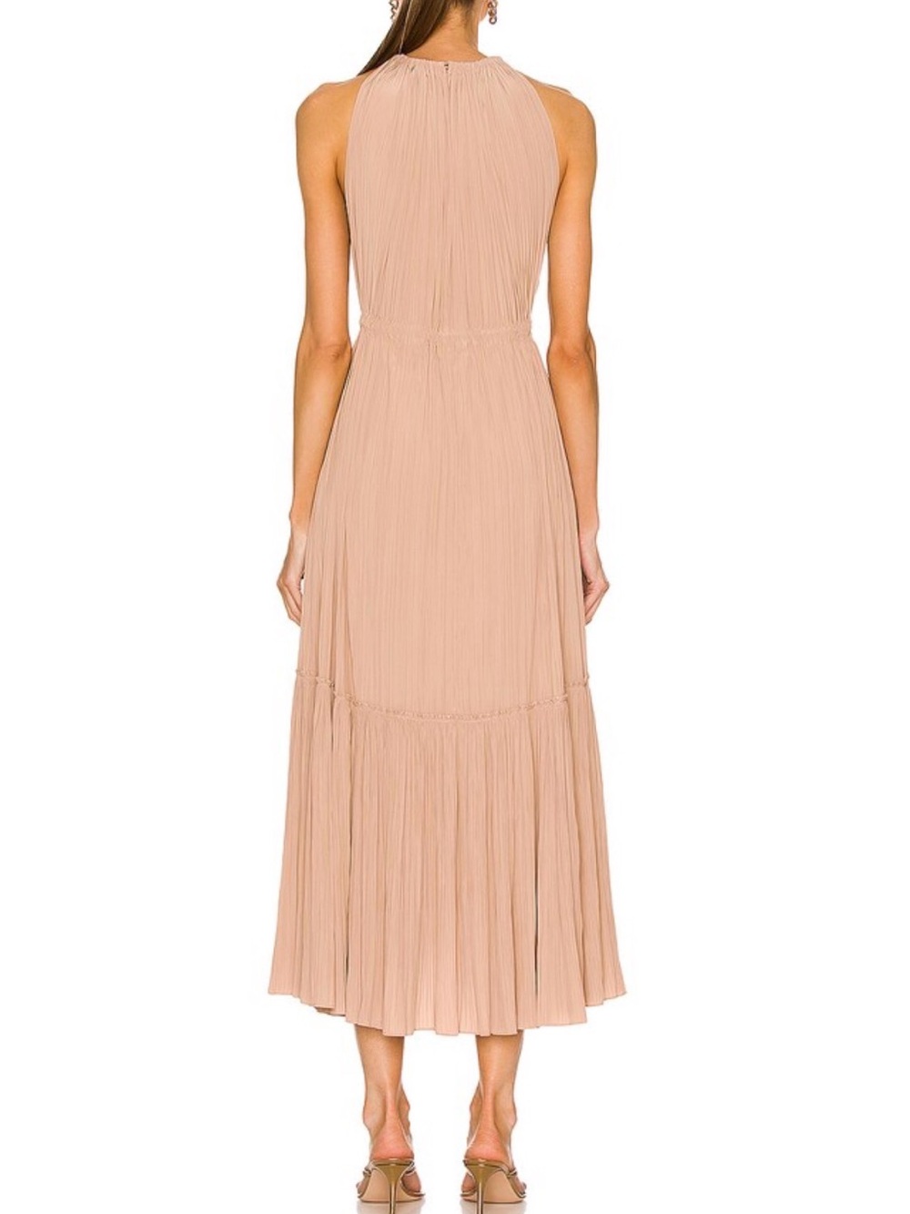 A.L.C. Pleated Halter Midi Dress in Peach - Picture 4 of 12